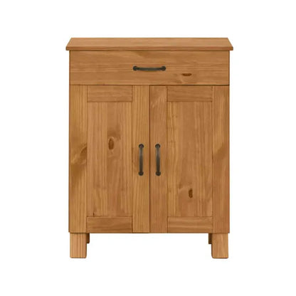 Alby Wooden Storage Cabinet With 2 Doors And 1 Drawer In Brown