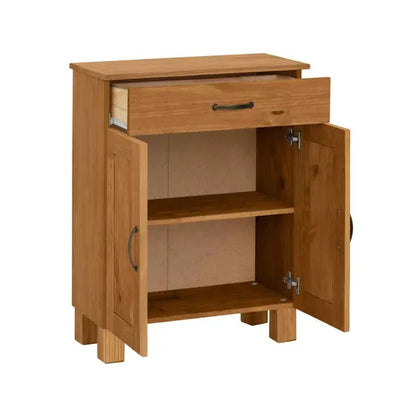 Alby Wooden Storage Cabinet With 2 Doors And 1 Drawer In Brown