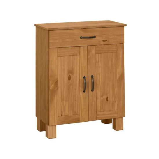 Alby Wooden Storage Cabinet With 2 Doors And 1 Drawer In Brown