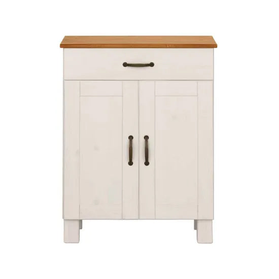 Alby Wooden Storage Cabinet With 2 Doors And 1 Drawer In White