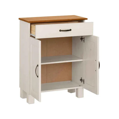 Alby Wooden Storage Cabinet With 2 Doors And 1 Drawer In White