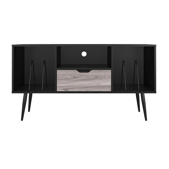 Copley Wooden TV Stand With 2 Shelves 1 Drawer In Black Oak