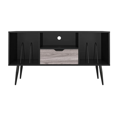Copley Wooden TV Stand With 2 Shelves 1 Drawer In Black Oak