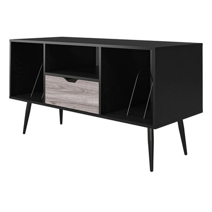 Copley Wooden TV Stand With 2 Shelves 1 Drawer In Black Oak