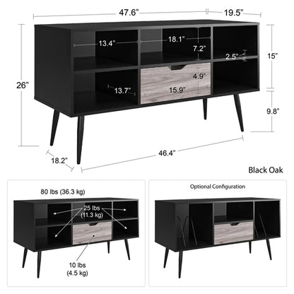 Copley Wooden TV Stand With 2 Shelves 1 Drawer In Black Oak