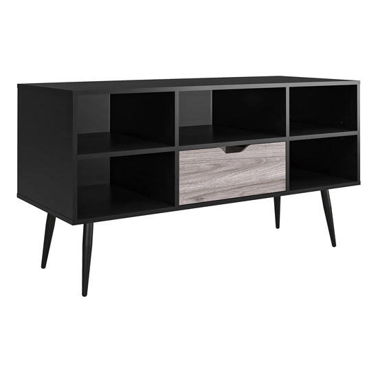 Copley Wooden TV Stand With 2 Shelves 1 Drawer In Black Oak