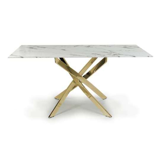 Astoria Medium 1.6m Glass Top Dining Table In White With Gold Legs