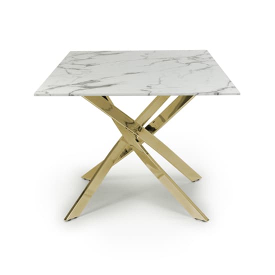 Astoria Medium 1.6m Glass Top Dining Table In White With Gold Legs