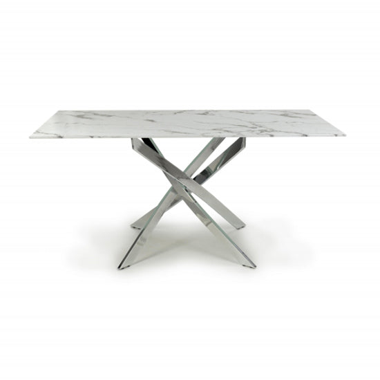 Astoria Medium 1.6m Glass Top Dining Table In White With Chrome Legs