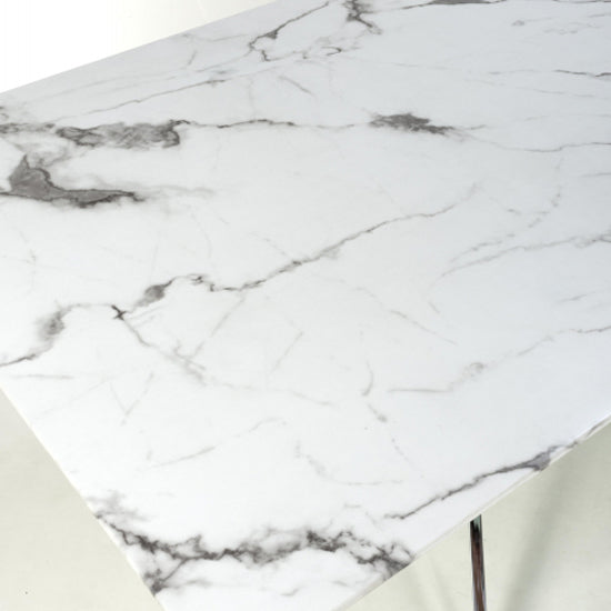 Astoria Medium 1.6m Glass Top Dining Table In White With Chrome Legs