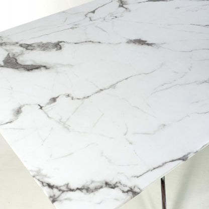 Astoria Medium 1.6m Glass Top Dining Table In White With Chrome Legs