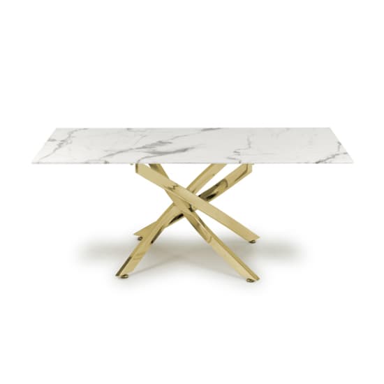Astoria Glass Top Coffee Table In White With Gold Legs