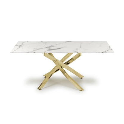 Astoria Glass Top Coffee Table In White With Gold Legs
