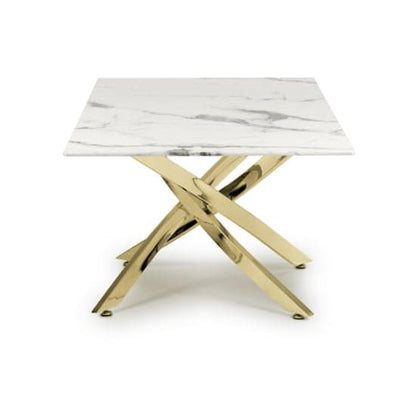 Astoria Glass Top Coffee Table In White With Gold Legs