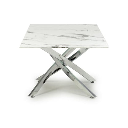 Astoria Glass Top Coffee Table In White With Chrome Legs