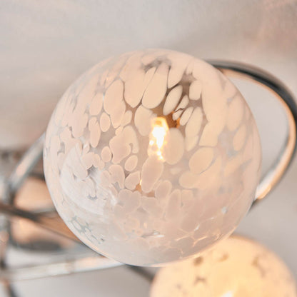 Maye White Confetti Glass Shades 6 Light Semi Flush Ceiling Light In Chrome