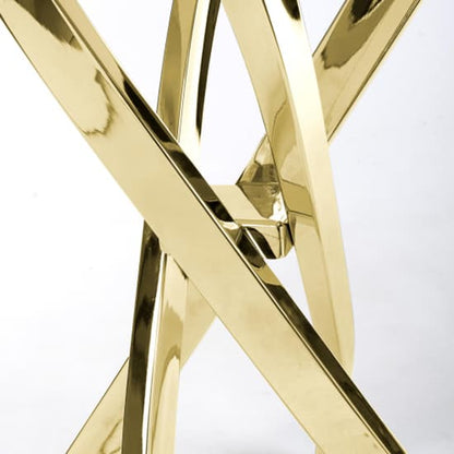 Astoria Glass Top Console Table In White With Gold Legs