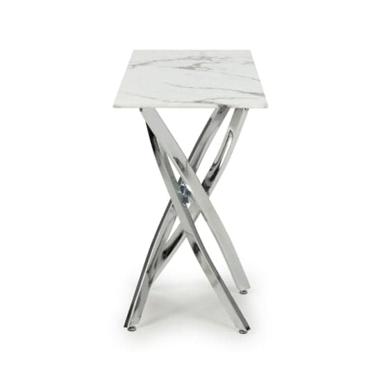 Astoria Glass Top Console Table In White With Chrome Legs