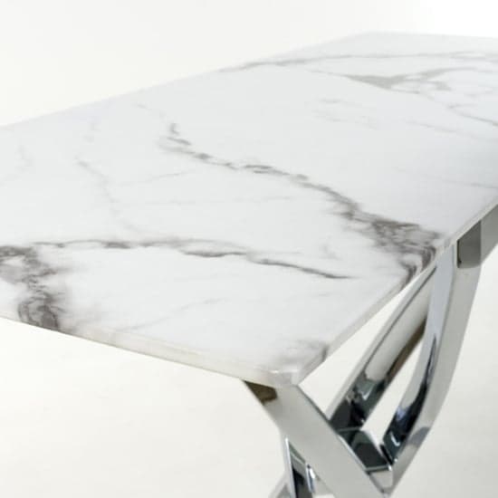 Astoria Glass Top Console Table In White With Chrome Legs