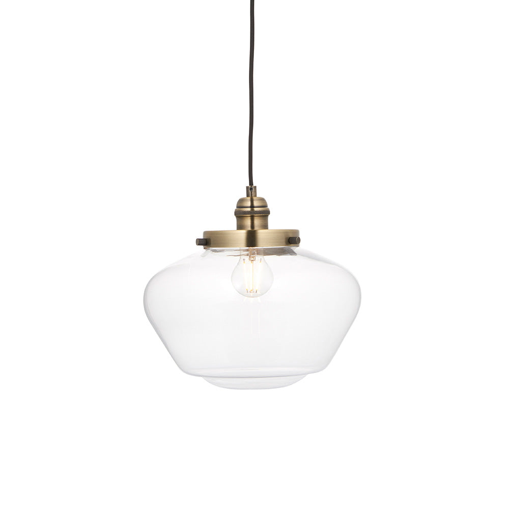 Camberley Clear Glass Shade Ceiling Pendant Light In Antique Brass