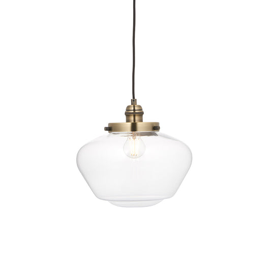 Camberley Clear Glass Shade Ceiling Pendant Light In Antique Brass