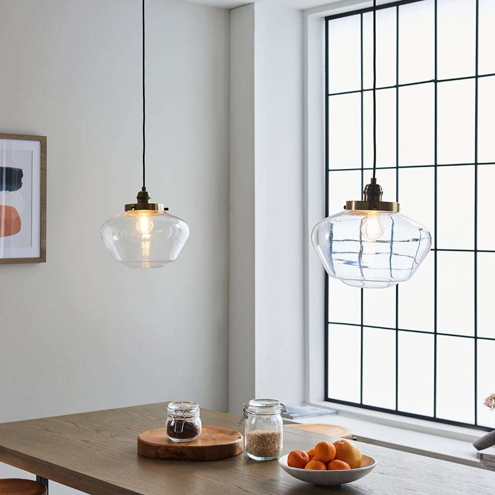 Camberley Clear Glass Shade Ceiling Pendant Light In Antique Brass