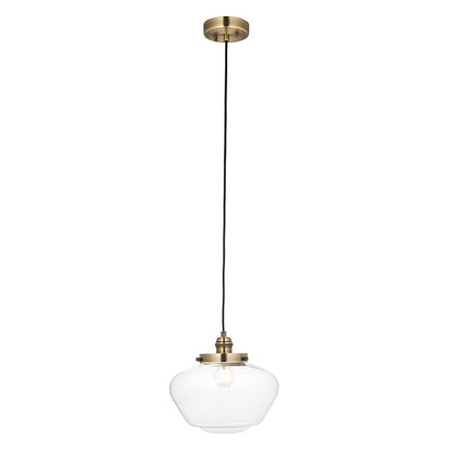 Camberley Clear Glass Shade Ceiling Pendant Light In Antique Brass