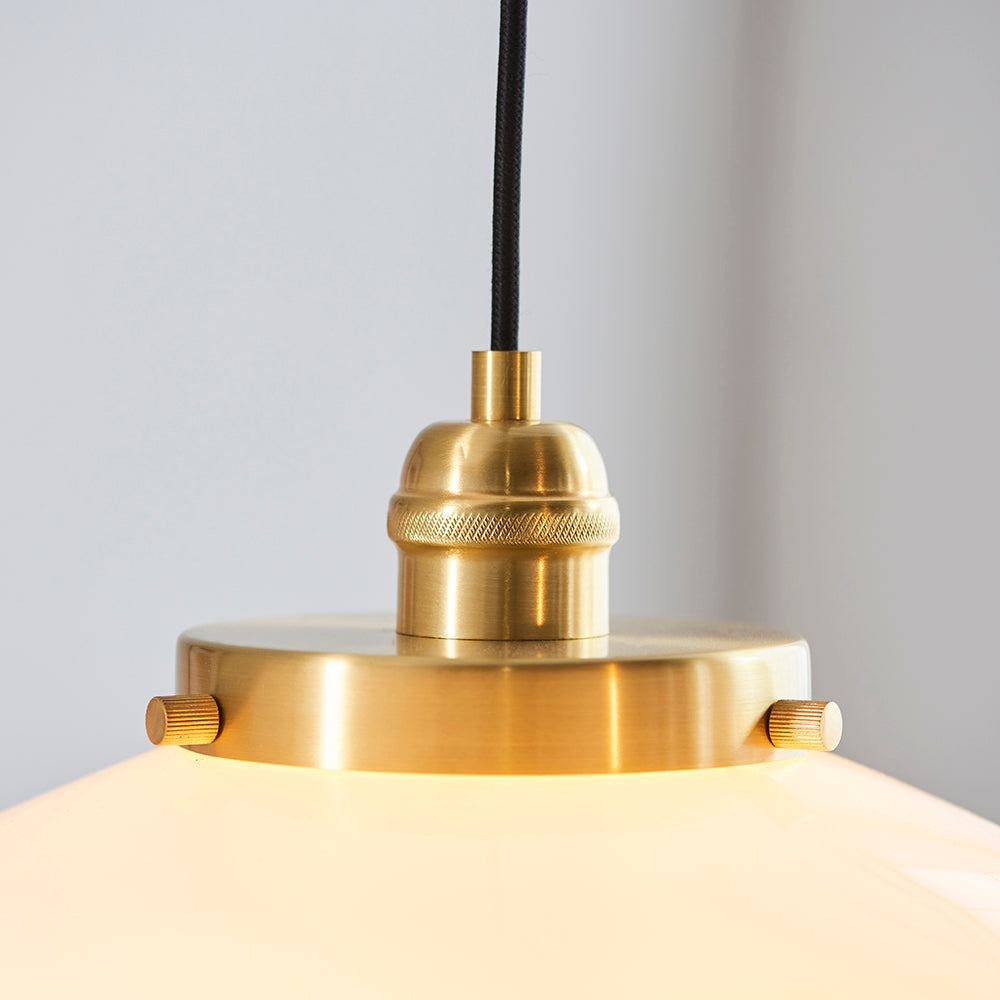 Camberley Opal Glass Shade Ceiling Pendant Light In Antique Brass