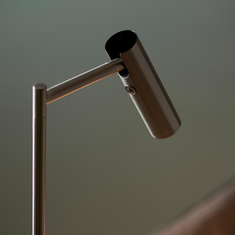 Dedicated Metal Reader Task Floor Lamp In Satin Nickel