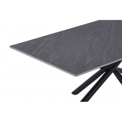 Avesta Ceramic Top Coffee Table In Grey With Black Metal Legs