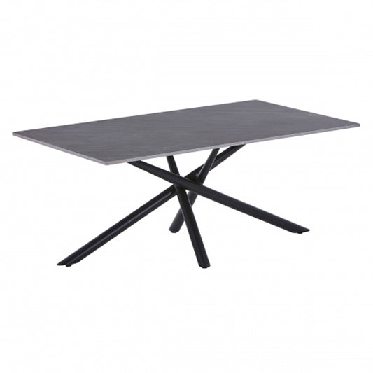 Avesta Ceramic Top Coffee Table In Grey With Black Metal Legs