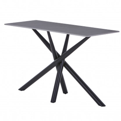 Avesta Ceramic Top Console Table In Grey With Black Metal Legs