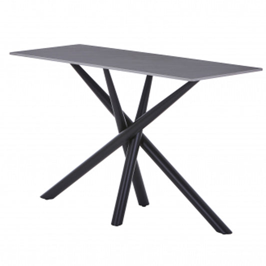 Avesta Ceramic Top Console Table In Grey With Black Metal Legs