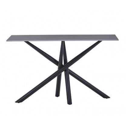 Avesta Ceramic Top Console Table In Grey With Black Metal Legs