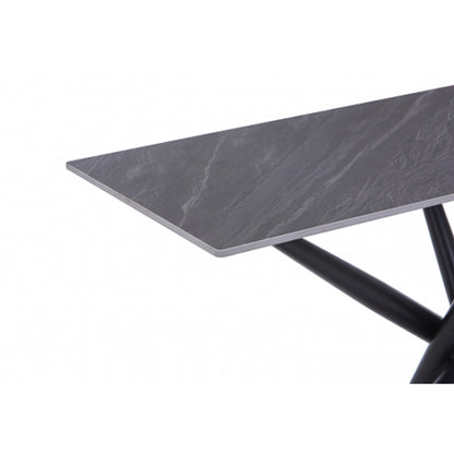 Avesta Ceramic Top Console Table In Grey With Black Metal Legs