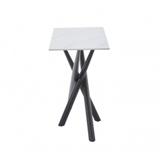 Avesta Ceramic Top Console Table In White With Black Metal Legs