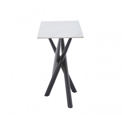 Avesta Ceramic Top Console Table In White With Black Metal Legs