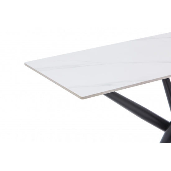 Avesta Ceramic Top Console Table In White With Black Metal Legs