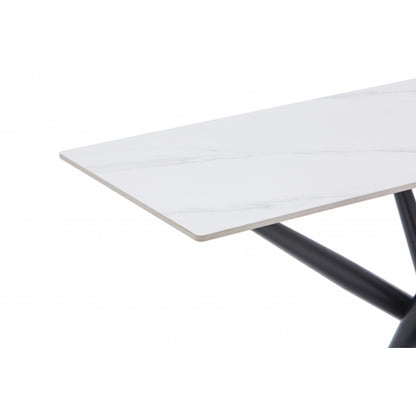 Avesta Ceramic Top Console Table In White With Black Metal Legs