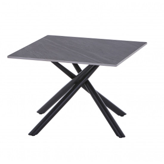 Avesta Ceramic Top End Table In Grey With Black Metal Legs