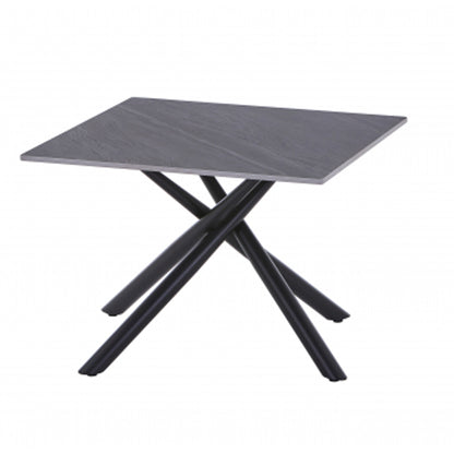 Avesta Ceramic Top End Table In Grey With Black Metal Legs