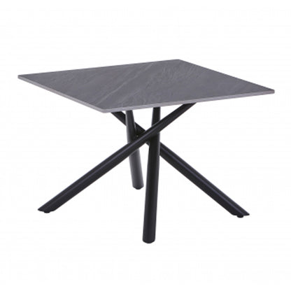 Avesta Ceramic Top End Table In Grey With Black Metal Legs