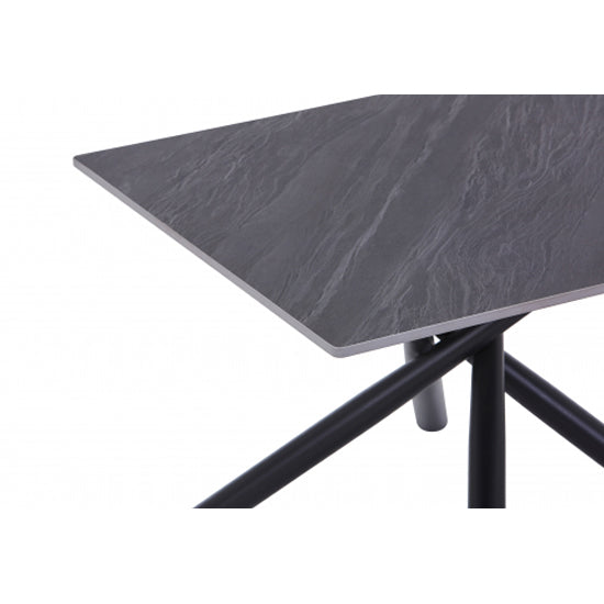Avesta Ceramic Top End Table In Grey With Black Metal Legs