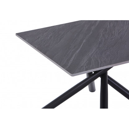 Avesta Ceramic Top End Table In Grey With Black Metal Legs