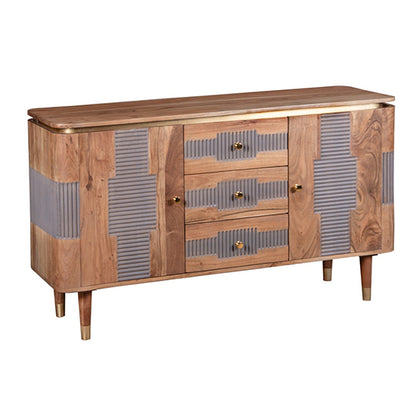Wilton Acacia Wood Sideboard With 2 Doors 3 Drawers In Natural And Grey