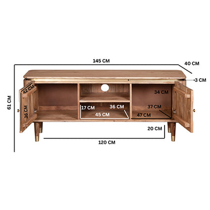 Wilton Acacia Wood TV Stand With 2 Doors In Natural And Grey