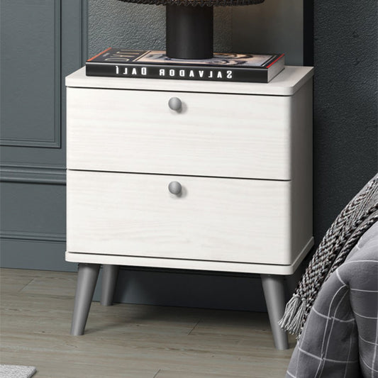 Augusta Curve Wooden Bedside Cabinet With 2 Drawers In White