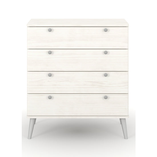 Augusta Curve Wide Wooden Chest Of 4 Drawers In White