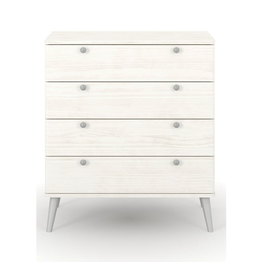 Augusta Curve Wide Wooden Chest Of 4 Drawers In White