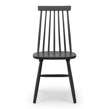 Alassio Black Wooden Spindle Back Dining Chairs In Pair